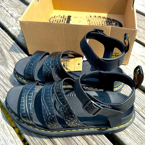 Martens Shoes Dr Martens Blaire Gunmetal Wild Croc Emboss